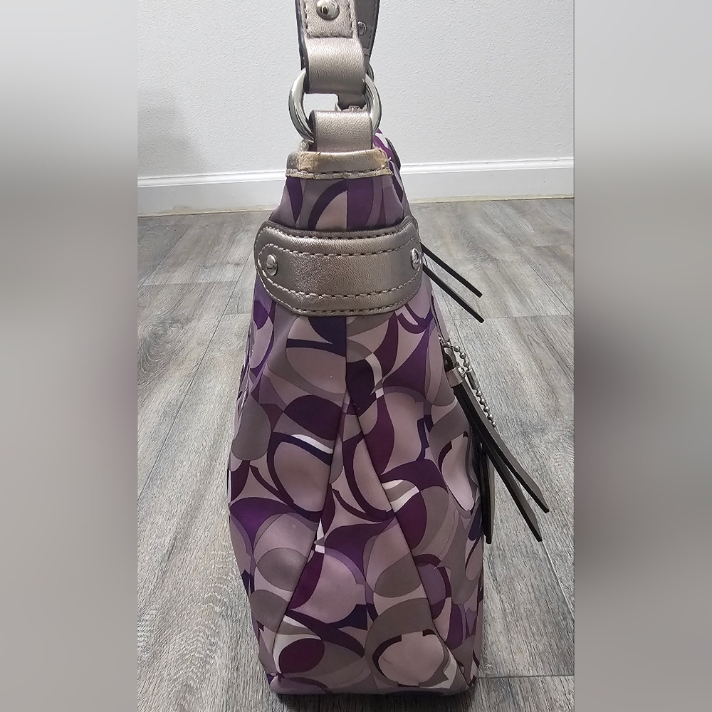 Signature Coach Purple Patterned Shoulder Bag - Picture 14 of 15